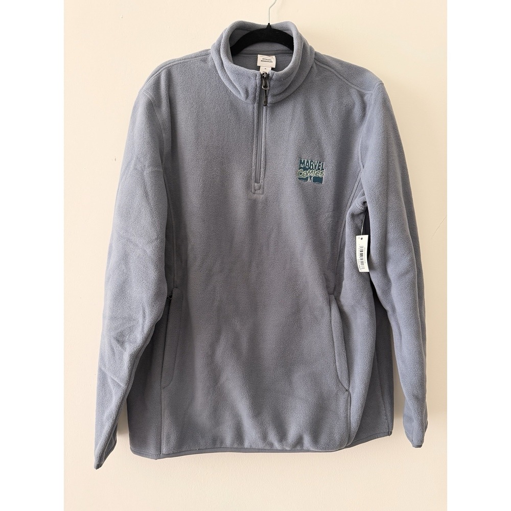 Amazon Essentials Marvel Fleece Pullover Men Medium Blue NWT Quarter Zip Sweater